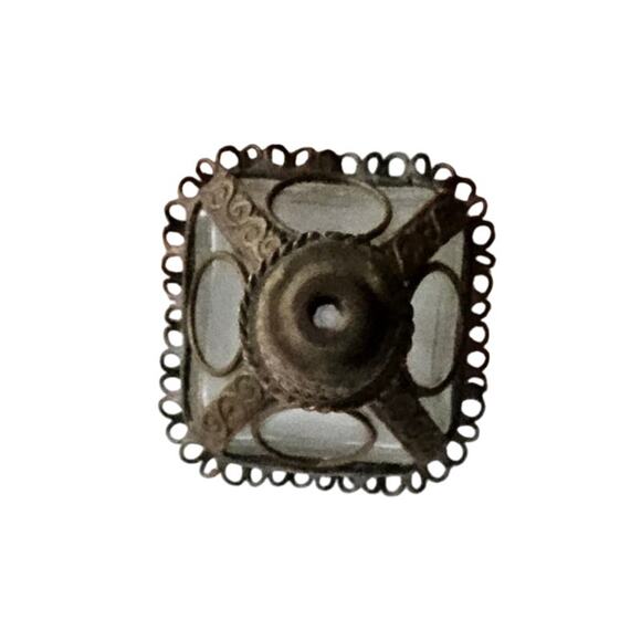Vintage Moroccan Perfume Bottle Sprinkler Handmade Embossed Metal Work Rectangle - Picture 8 of 11